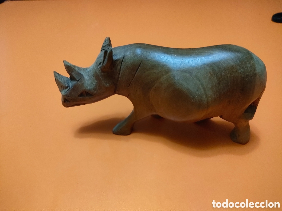 Arte: Rinoceronte de madera hecho a mano - Foto 3