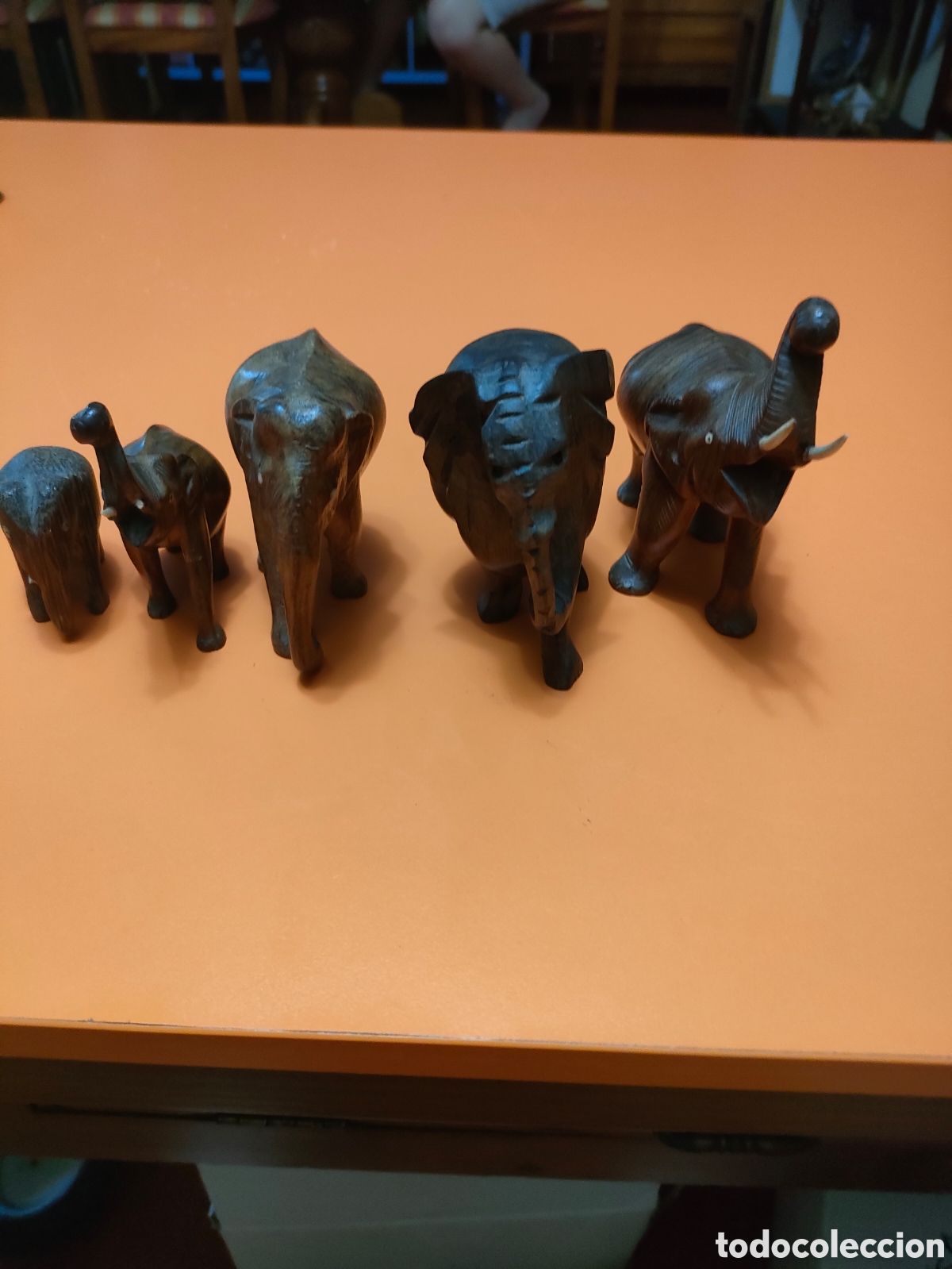 Arte: Conjunto de 5 elefantes de madera - Foto 1