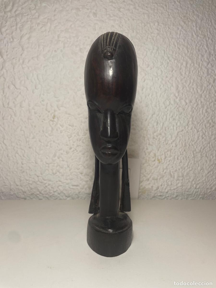 Arte: Busto de mujer africana en &eacute;bano - Foto 1