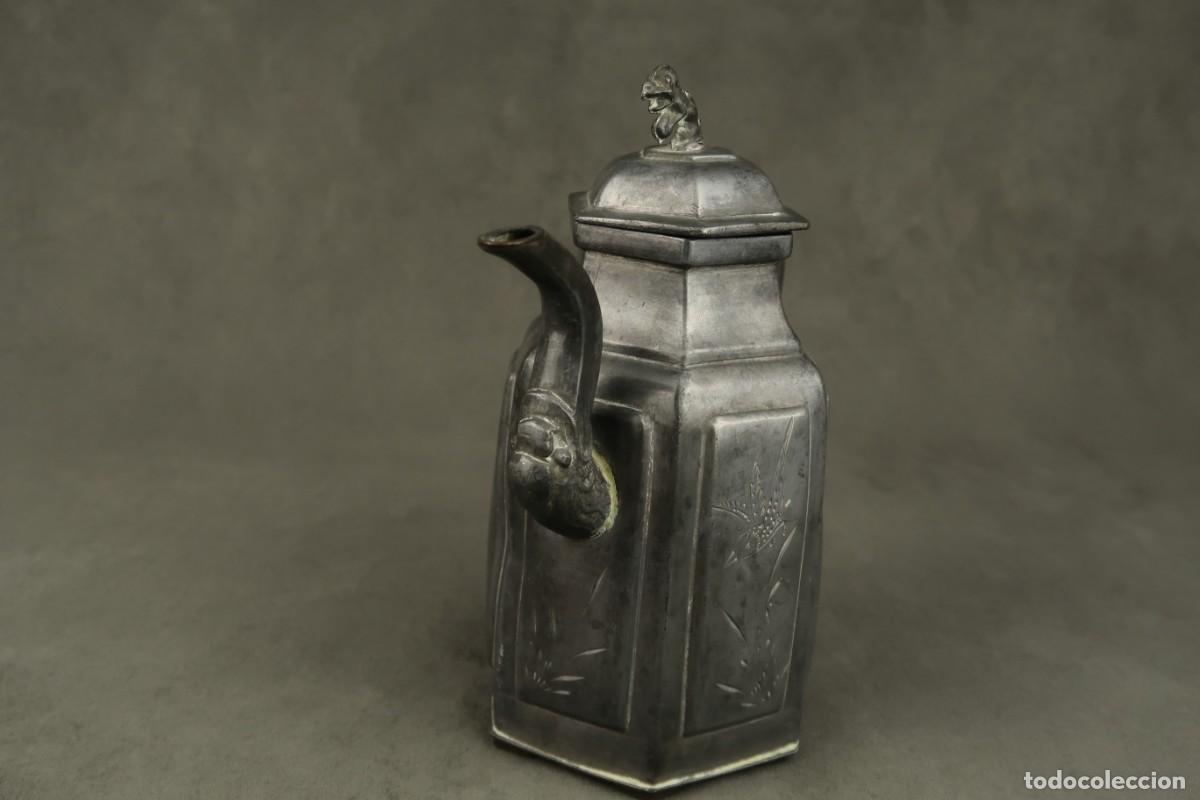 Arte: Antigua Tetera China de Esta&ntilde;o - Foto 6