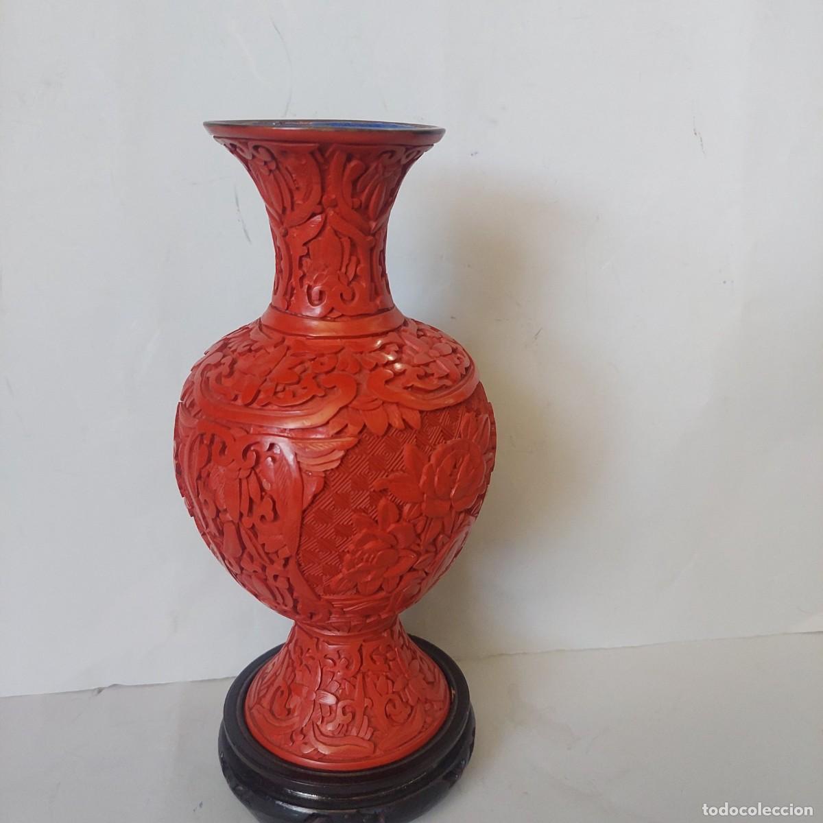 Arte: Jarron oriental de laca cinabrio - Foto 1