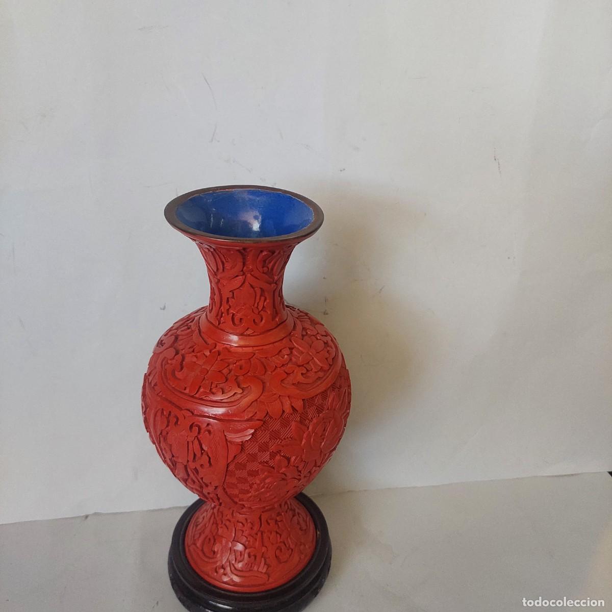 Arte: Jarron oriental de laca cinabrio - Foto 2