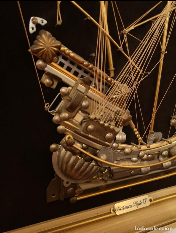 Arte: Cuadro antiguo barco en metal - Foto 2