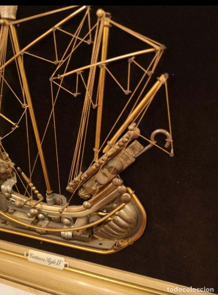 Arte: Cuadro antiguo barco en metal - Foto 3