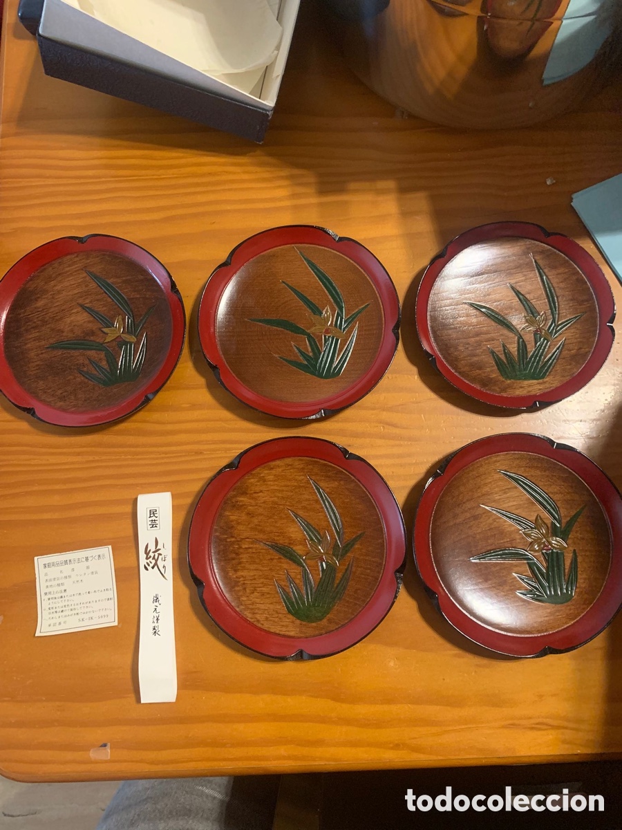 Arte: 5 posavasos japoneses-madera - Foto 2