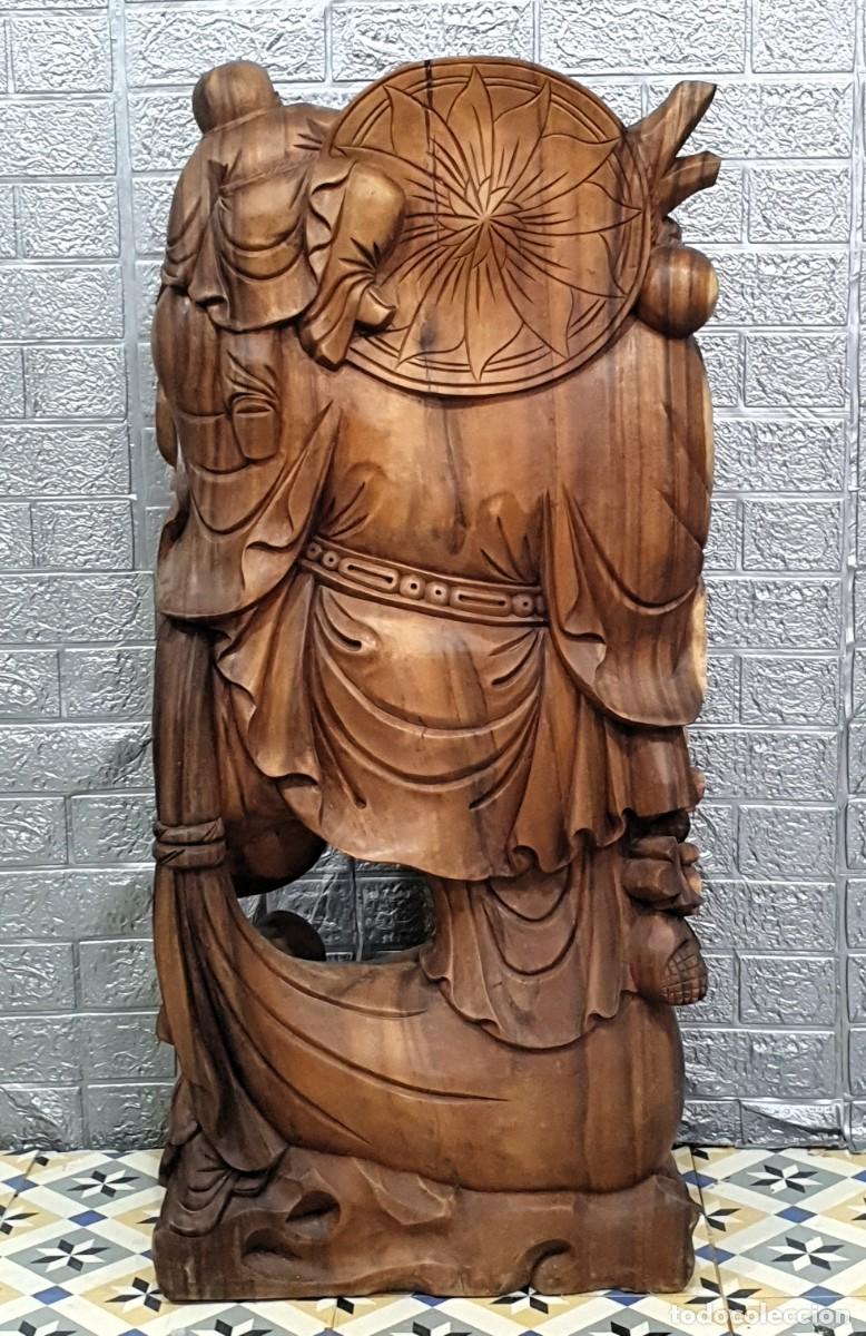 Arte: Escultura de madera de un Buda sonriente - Foto 5