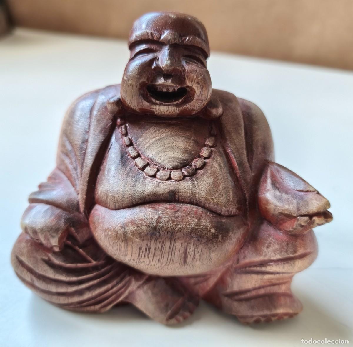 Arte: Buda feliz sonriente madera tallada - Foto 1