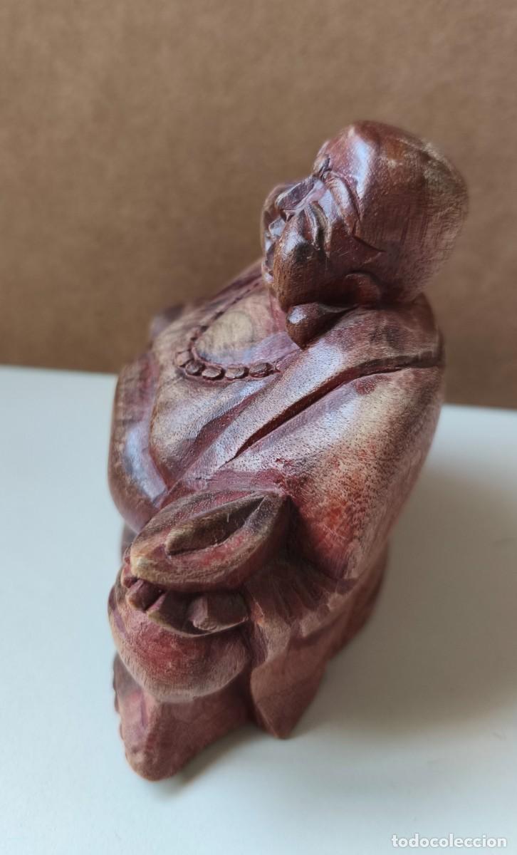 Arte: Buda feliz sonriente madera tallada - Foto 3