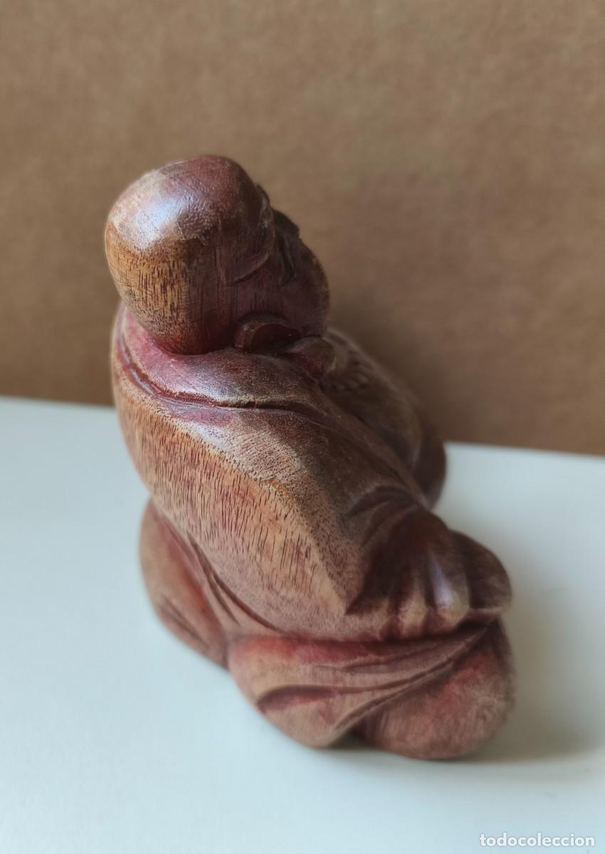 Arte: Buda feliz sonriente madera tallada - Foto 4