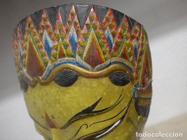 Arte: Antigua gran mascara de madera tallada TOPENG de Java, Indonesia - Foto 6