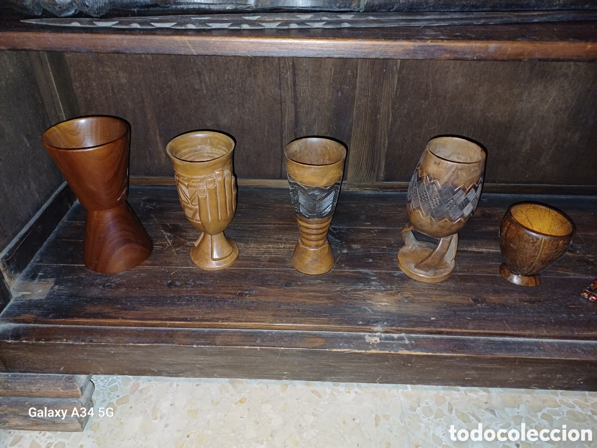 Arte: 4 CALIZES DE TALLA DE MADEra - Foto 1