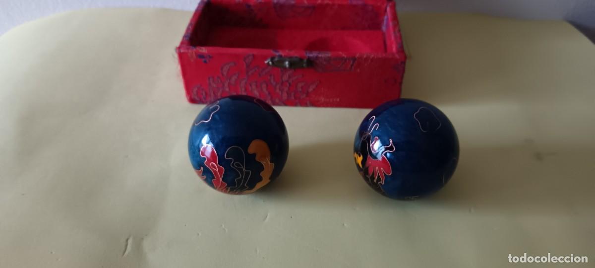 Arte: BOLAS CHINAS BAODING DE LA SALUD GRABADAS CON EL YIN Y EL YANG CON SONIDO - Foto 2
