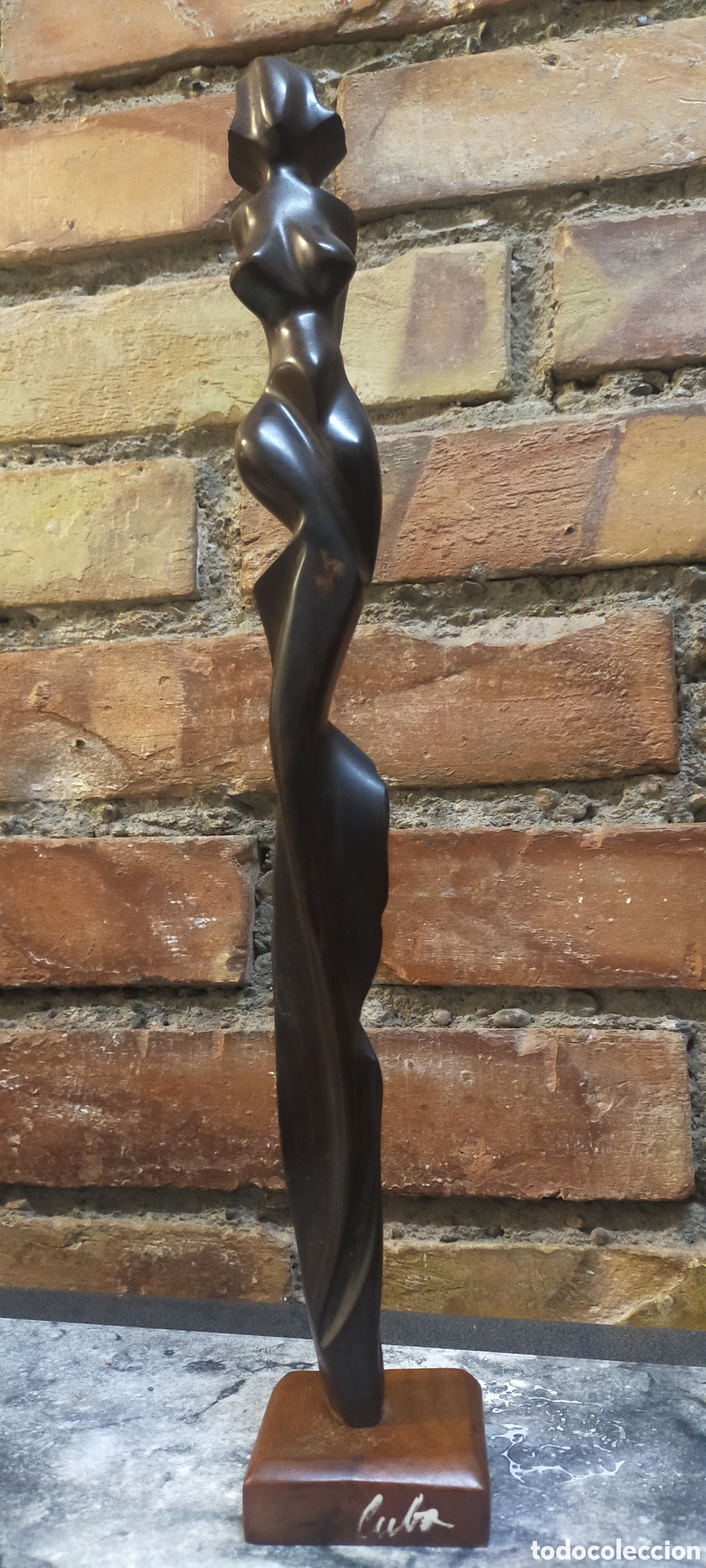 Arte: Estatua Mujer Madera Cuba - Foto 1
