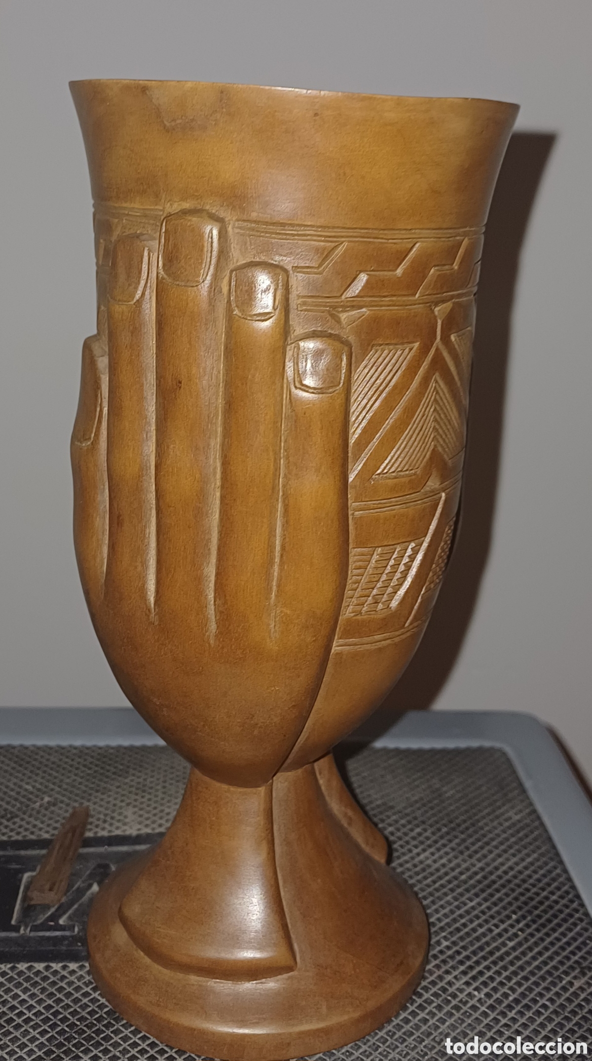 Arte: 4 CALIZES DE TALLA DE MADEra - Foto 3