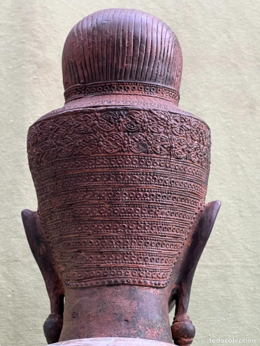 Arte: Cabeza de Buda en bronce patinado con base de m&aacute;rmol - Foto 6