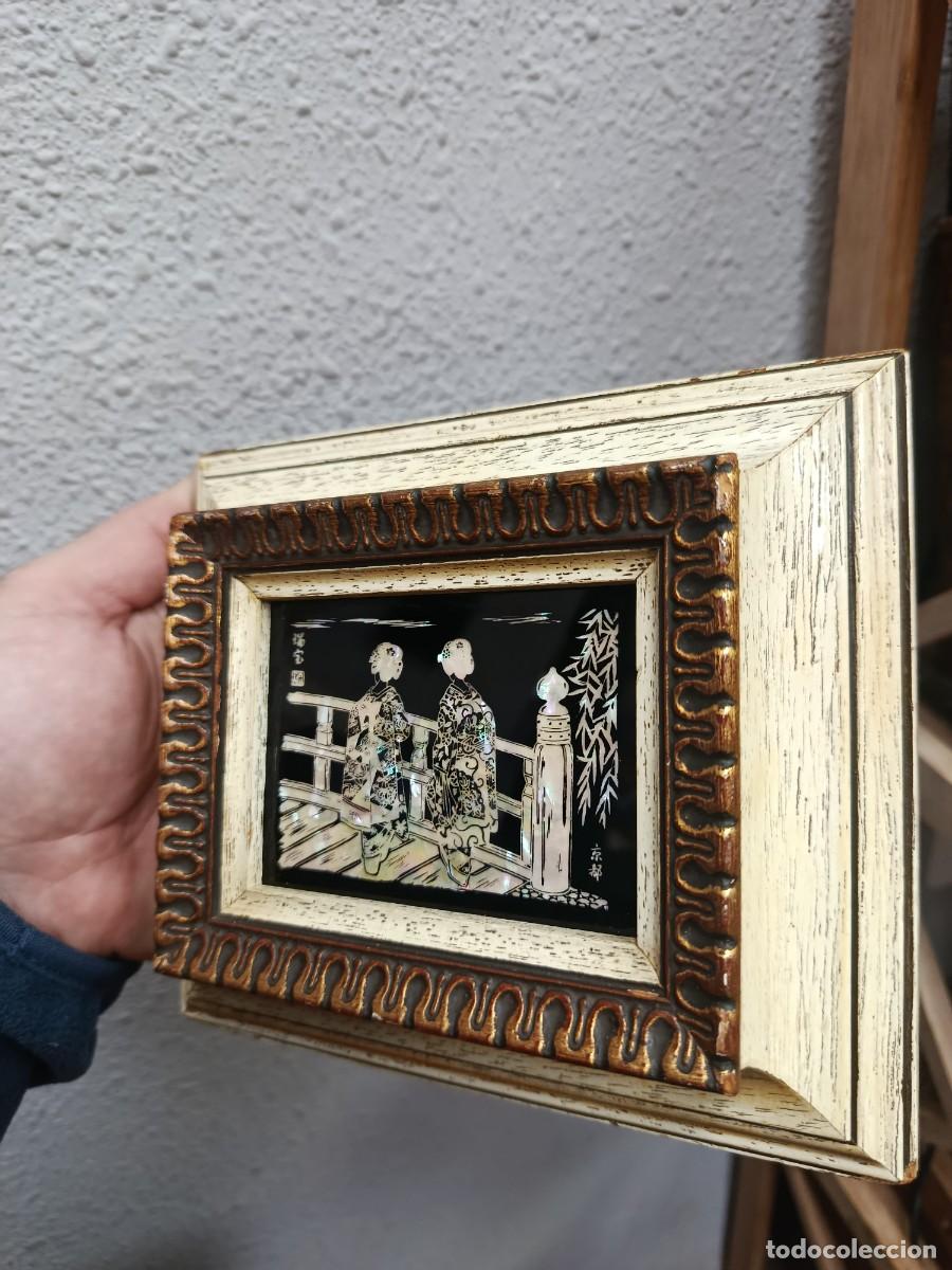 Arte: Cuadro Japon&eacute;s en n&aacute;car y madreperla. - Foto 4