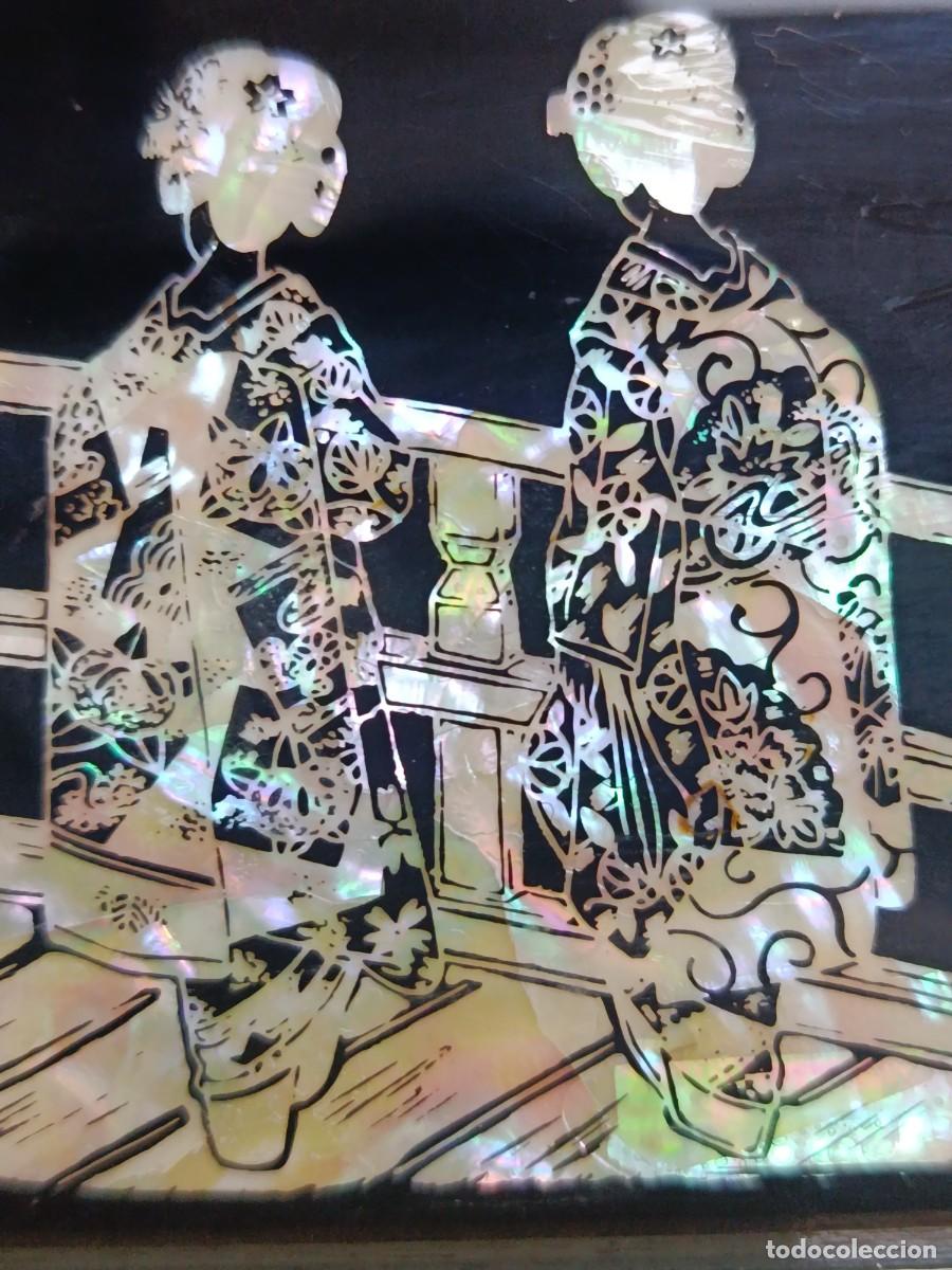 Arte: Cuadro Japon&eacute;s en n&aacute;car y madreperla. - Foto 6