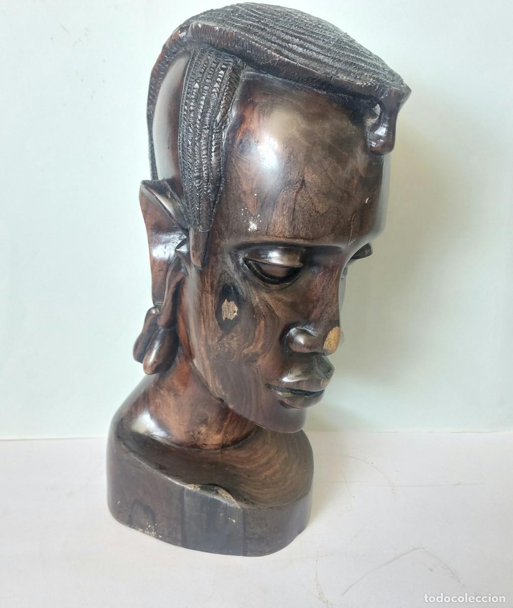 Arte: Busto africano tallado en madera de ebano - Foto 1