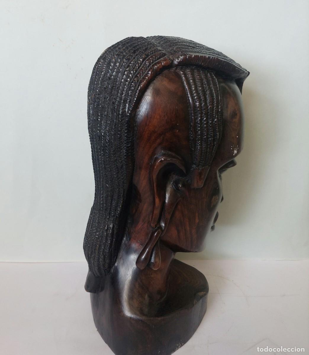 Arte: Busto africano tallado en madera de ebano - Foto 2