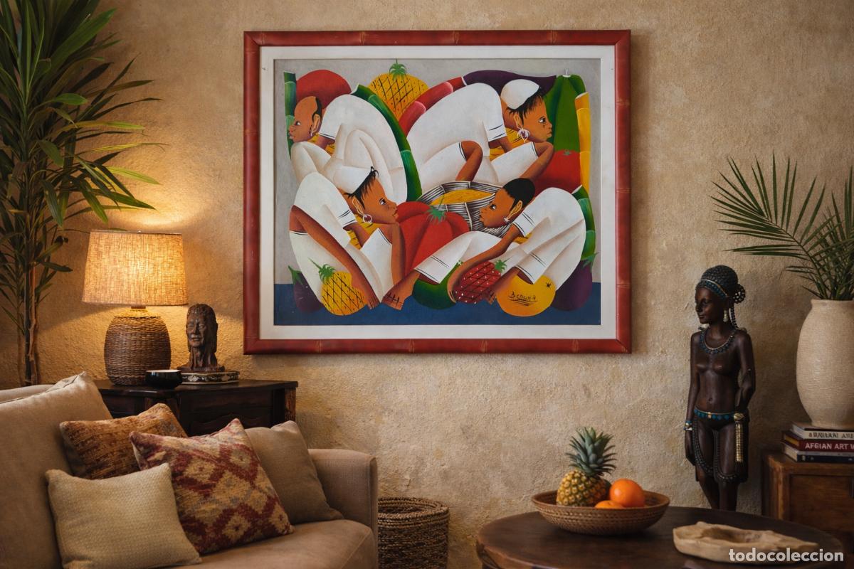Art: &Oacute;leo sobre lienzo original firmado por Viaton Casimir (Arte Na&iuml;f / Hait&iacute;) Descripci&oacute;n: