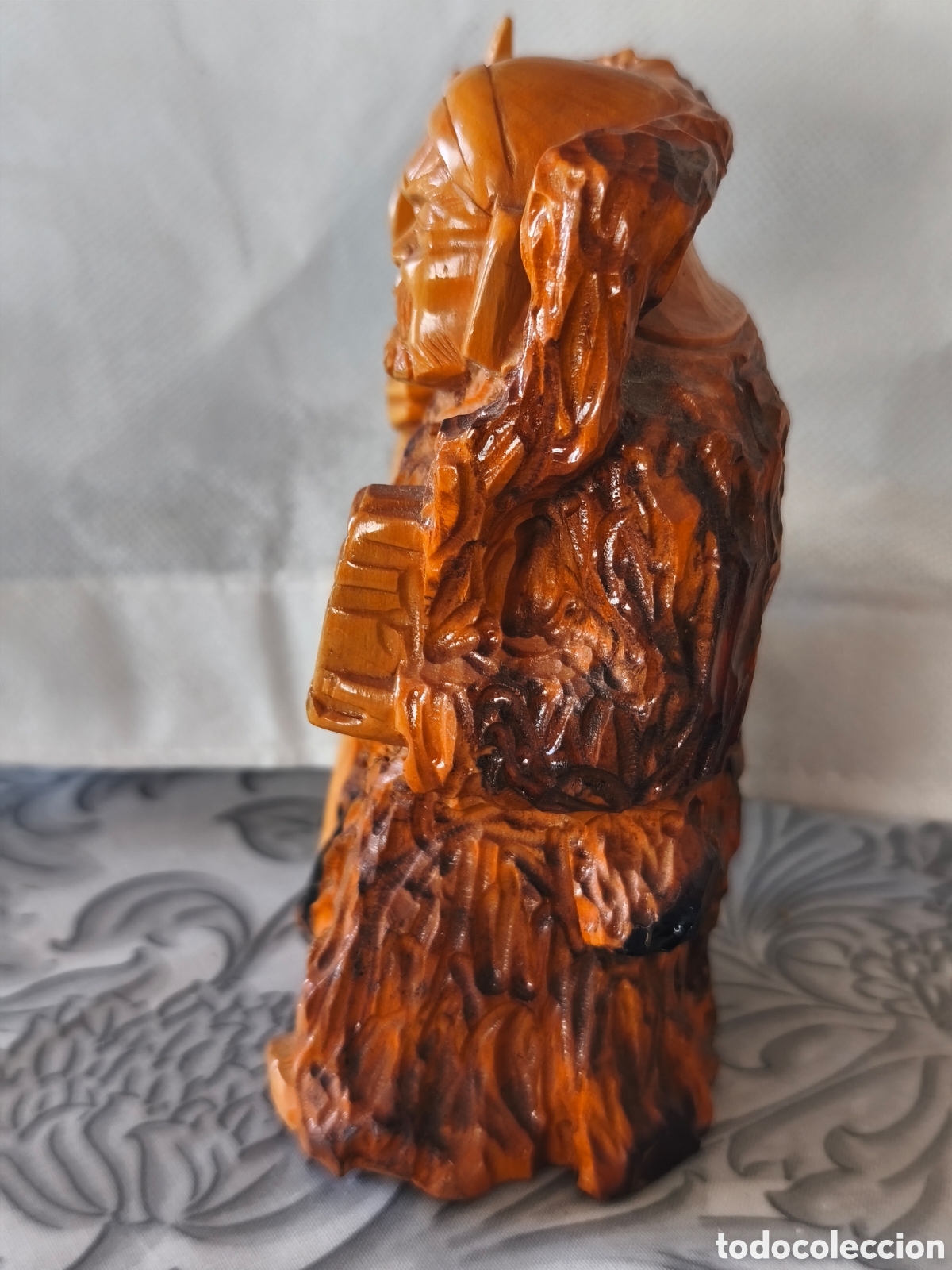 Arte: Figura de sabio chino en madera. - Foto 2