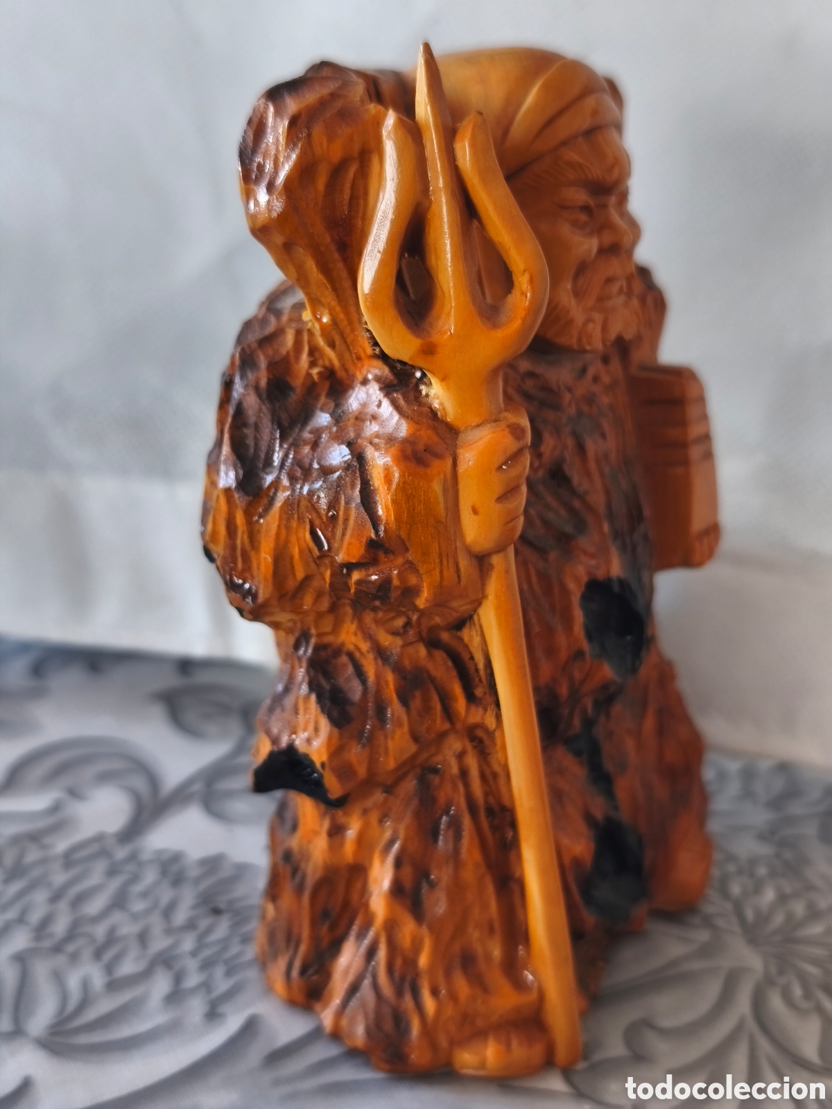 Arte: Figura de sabio chino en madera. - Foto 4