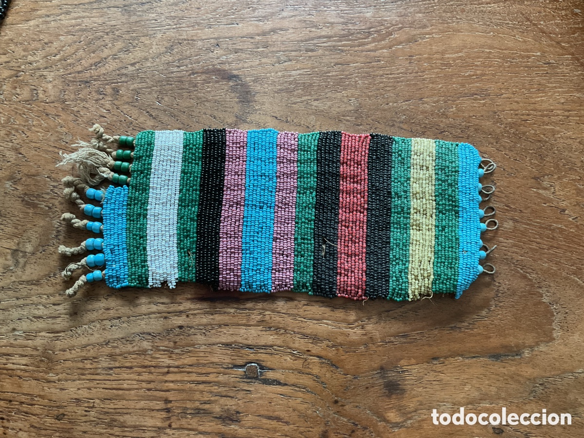 Arte: Vintage Zulu Glass Beaded Idavati Band - Twine/Canvas - South Africa - Early-mid 1900s
