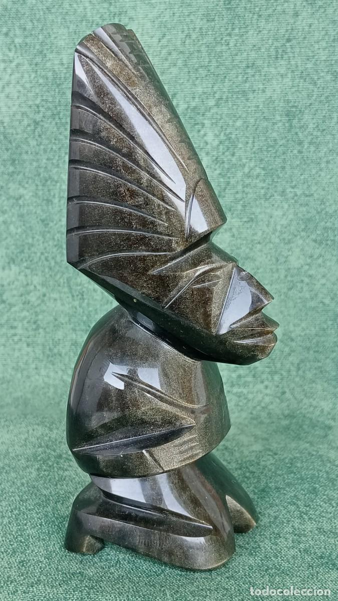 Arte: FIGURA AZTECA TALLADA EN OBSIDIANA IRISADA - Foto 1