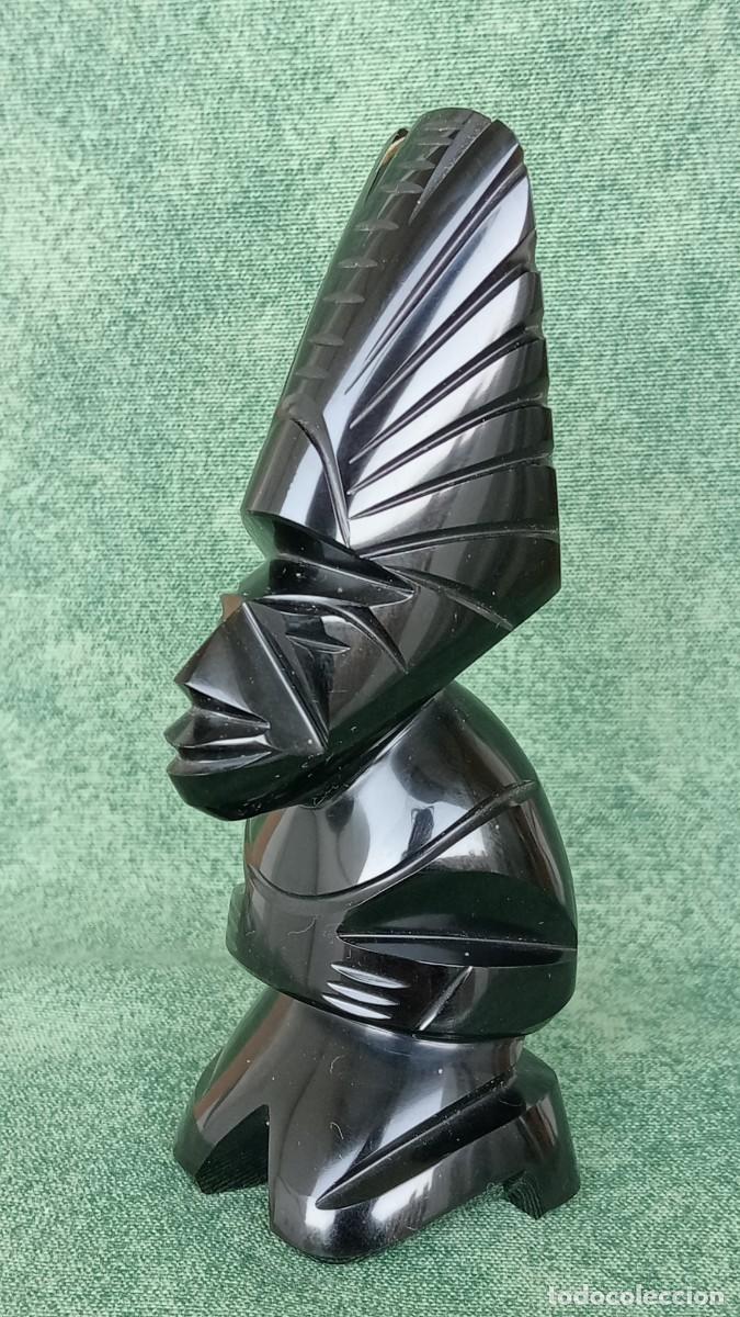 Arte: FIGURA AZTECA TALLADA EN OBSIDIANA IRISADA - Foto 3