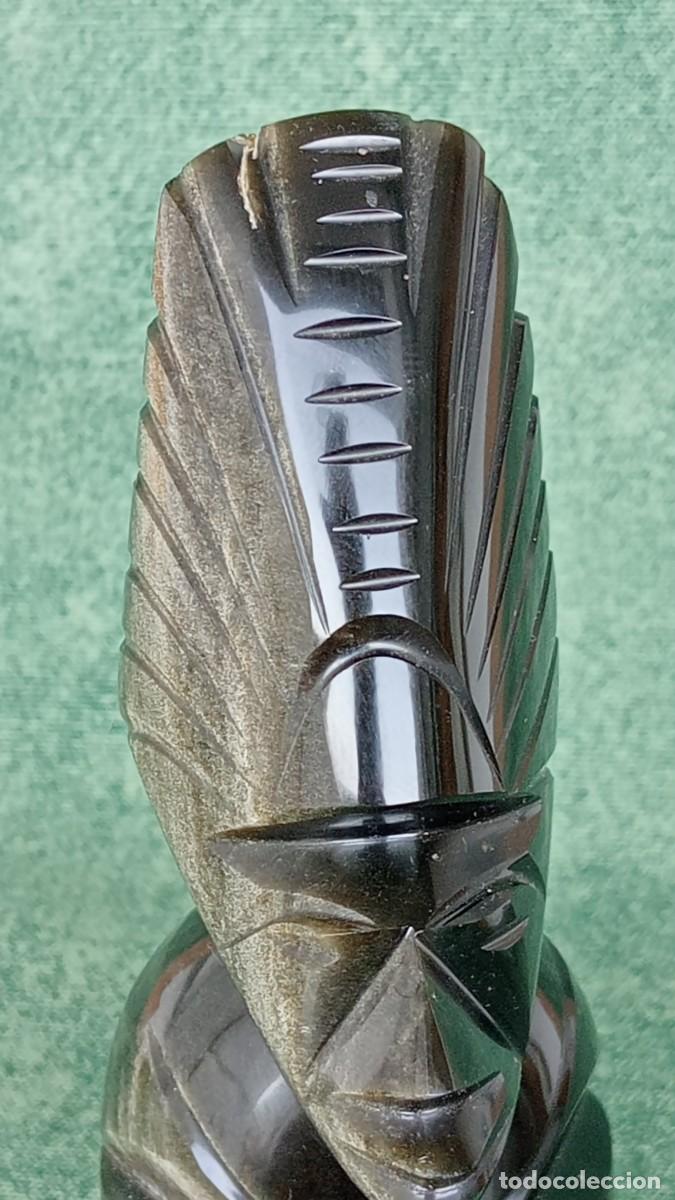 Arte: FIGURA AZTECA TALLADA EN OBSIDIANA IRISADA - Foto 5