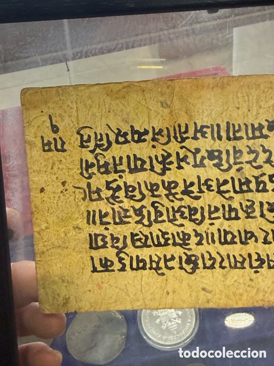 Arte: Antiguo manuscrito indio, enmarcado - Foto 2