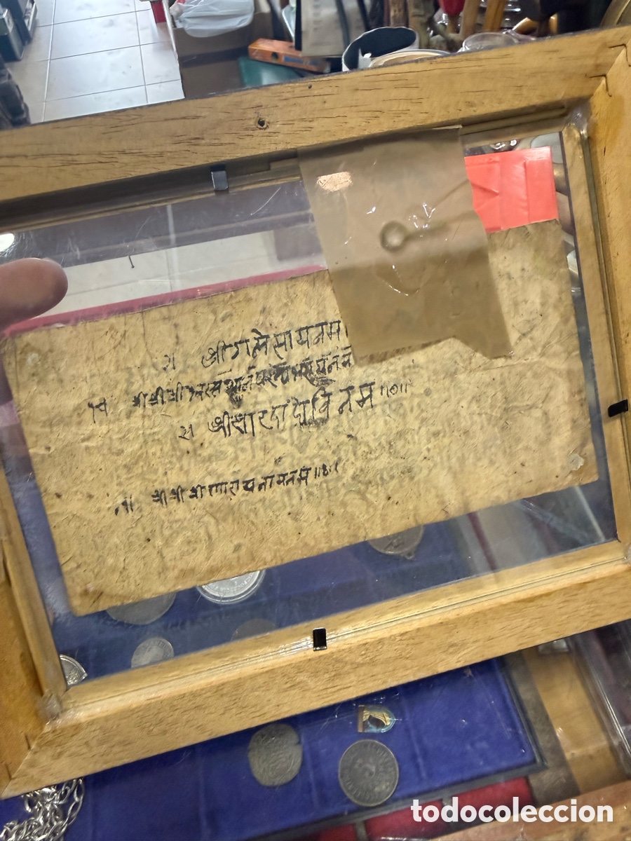 Arte: Antiguo manuscrito indio, enmarcado - Foto 4