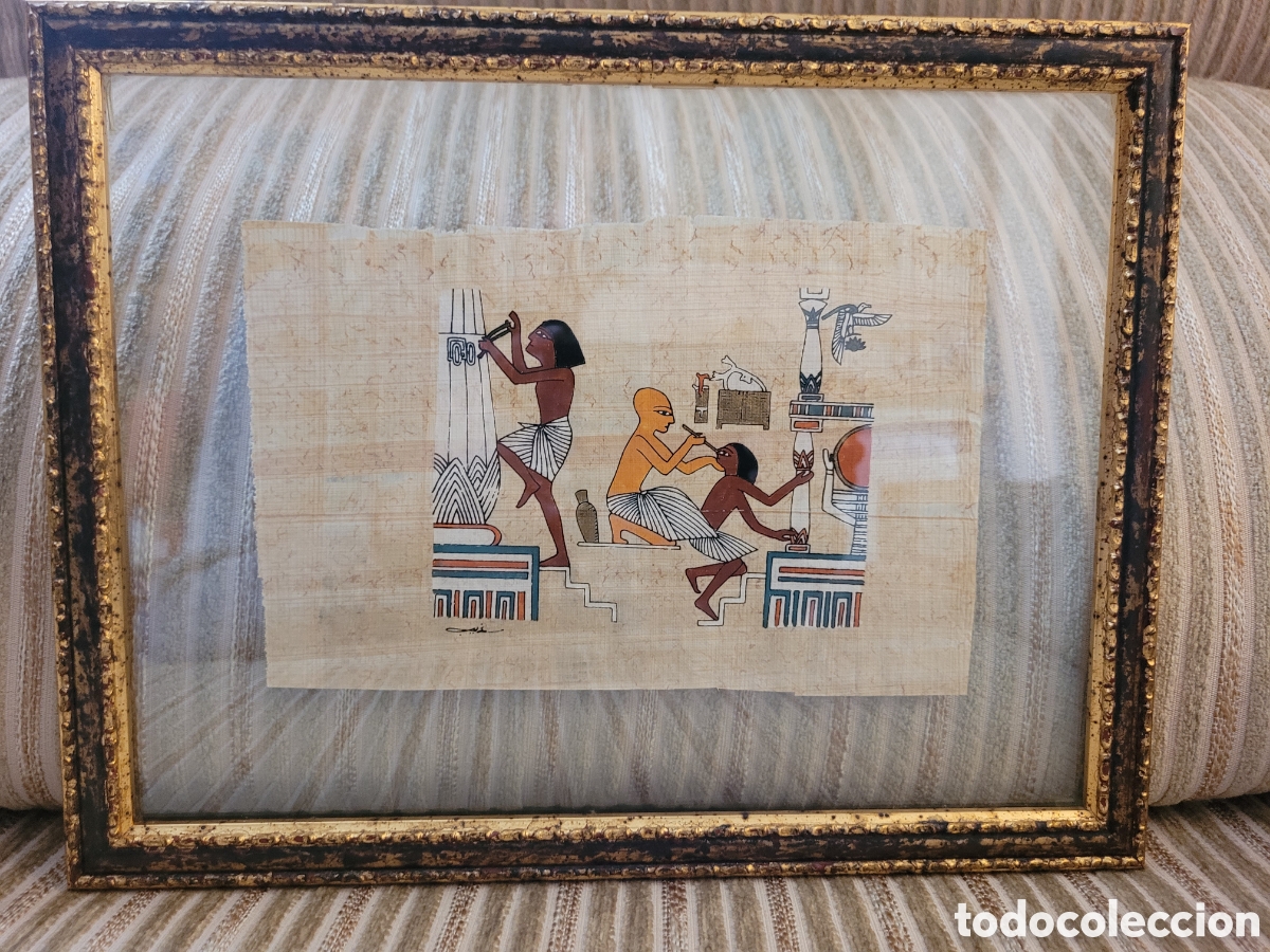 Arte: PAPIRO EGIPCIO, ENMARCADO ENTRE CRISTALES