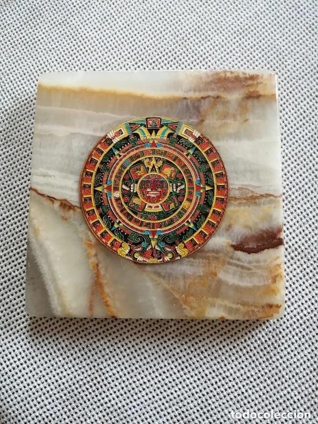 Arte: CALENDARIO AZTECA DECORADO A MANO EN PIEDRA ONIX