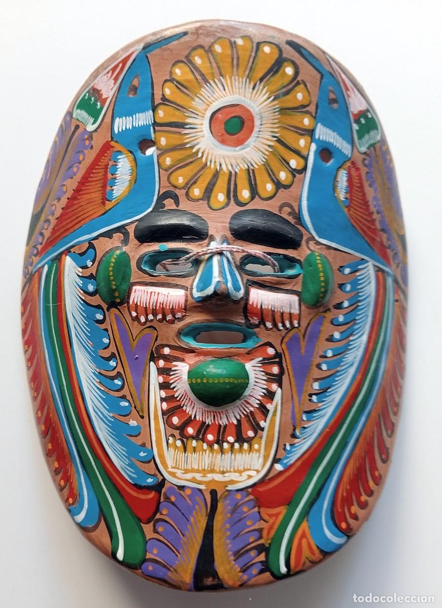 Arte: MASCARA ETNICA MEJICANA PINTADA SOBRE TERRACOTA