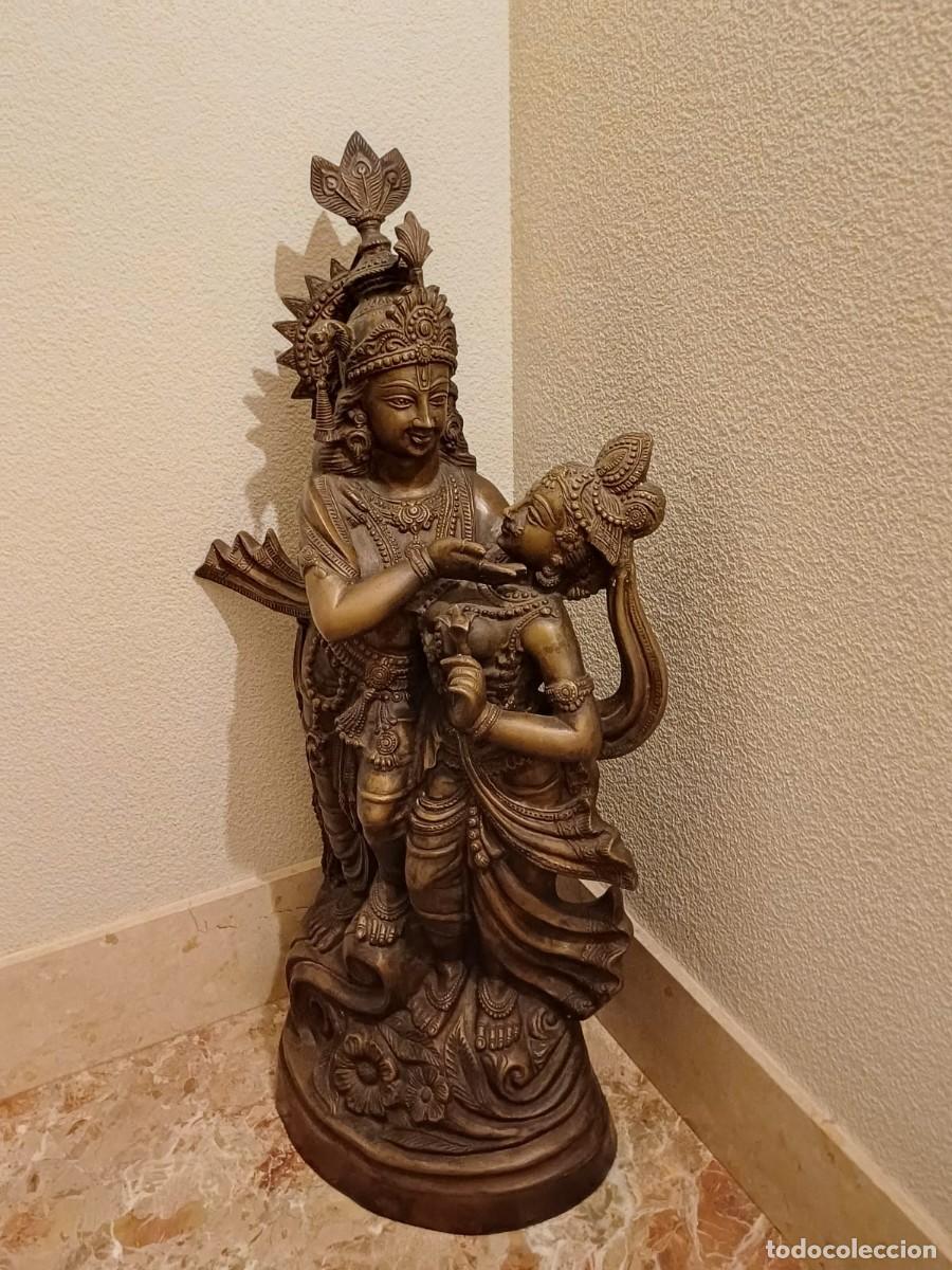 Arte: KRISHNA CON PARVATTI - FIGURA EN BRONCE DEIDAD PRINCIPAL HINDUISMO