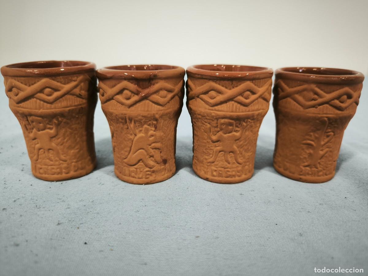 Arte: 4 Vasos De Barro Artesanal Estilo &Eacute;tnico Sudam&eacute;rica &ndash; Cer&aacute;mica Decorativa Tallada