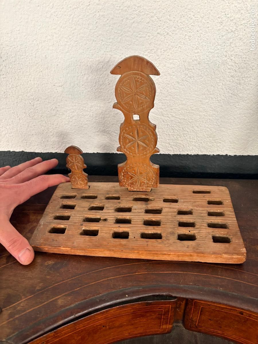 Arte: Precioso cucharero de arte pastoril en madera tallada
