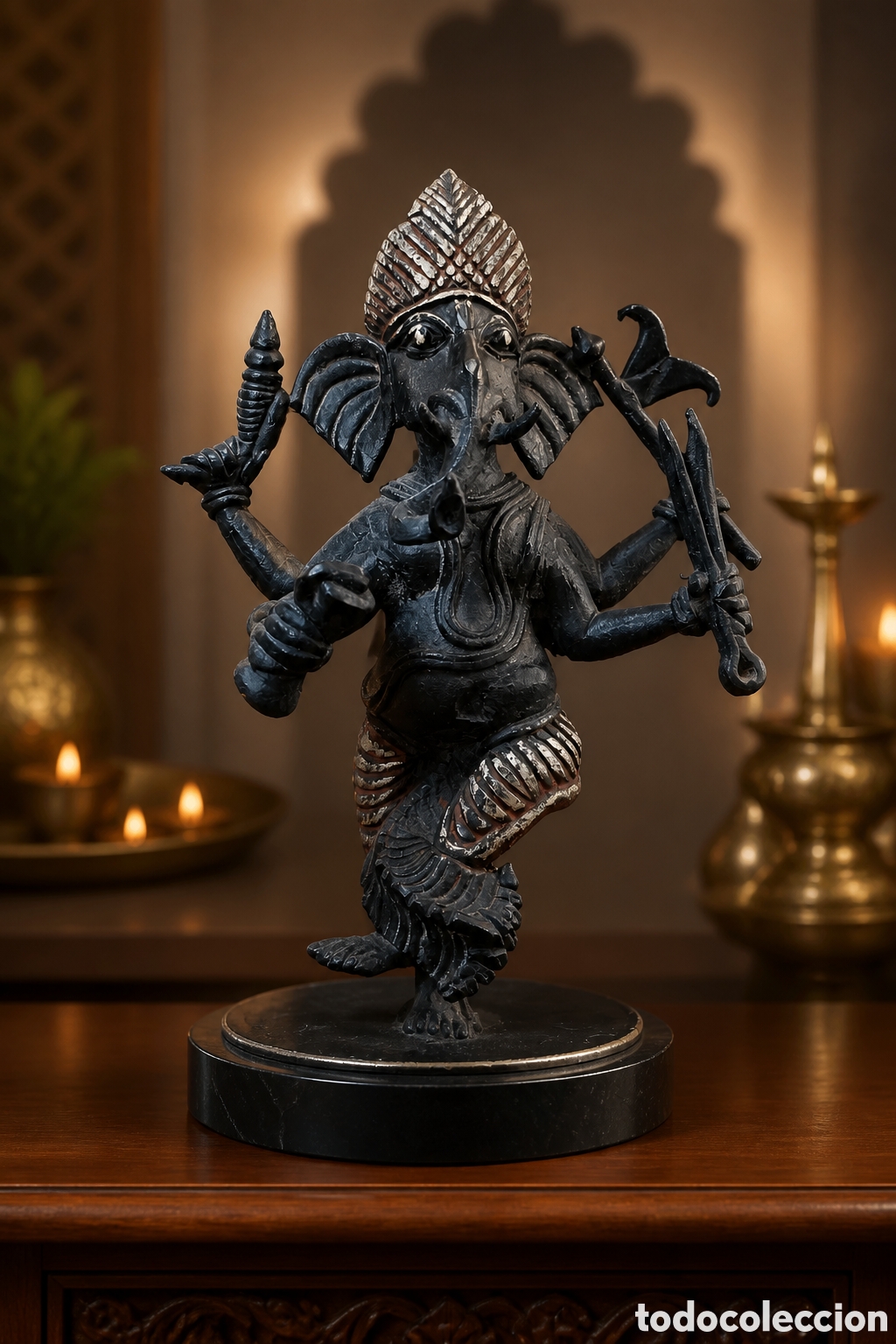 Arte: Figura bronce de Ganesha, el dios hind&uacute; con cabeza de elefante.&nbsp;