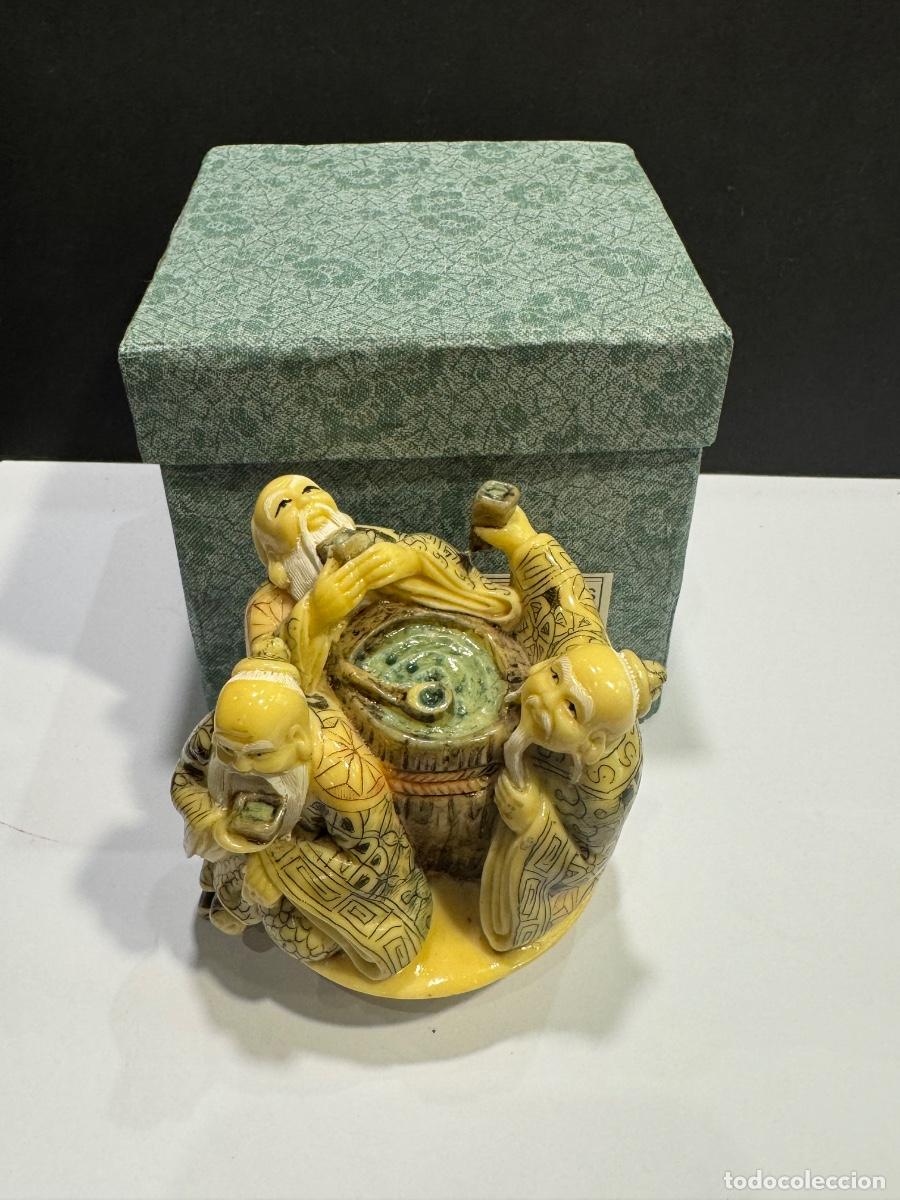 Arte: FIGURA ORIENTAL BUDAS TIPO HUESO -MADE IN CHINA CON SU CAJA ORIGINAL / COMPRA M&Iacute;NIMA 5&euro;