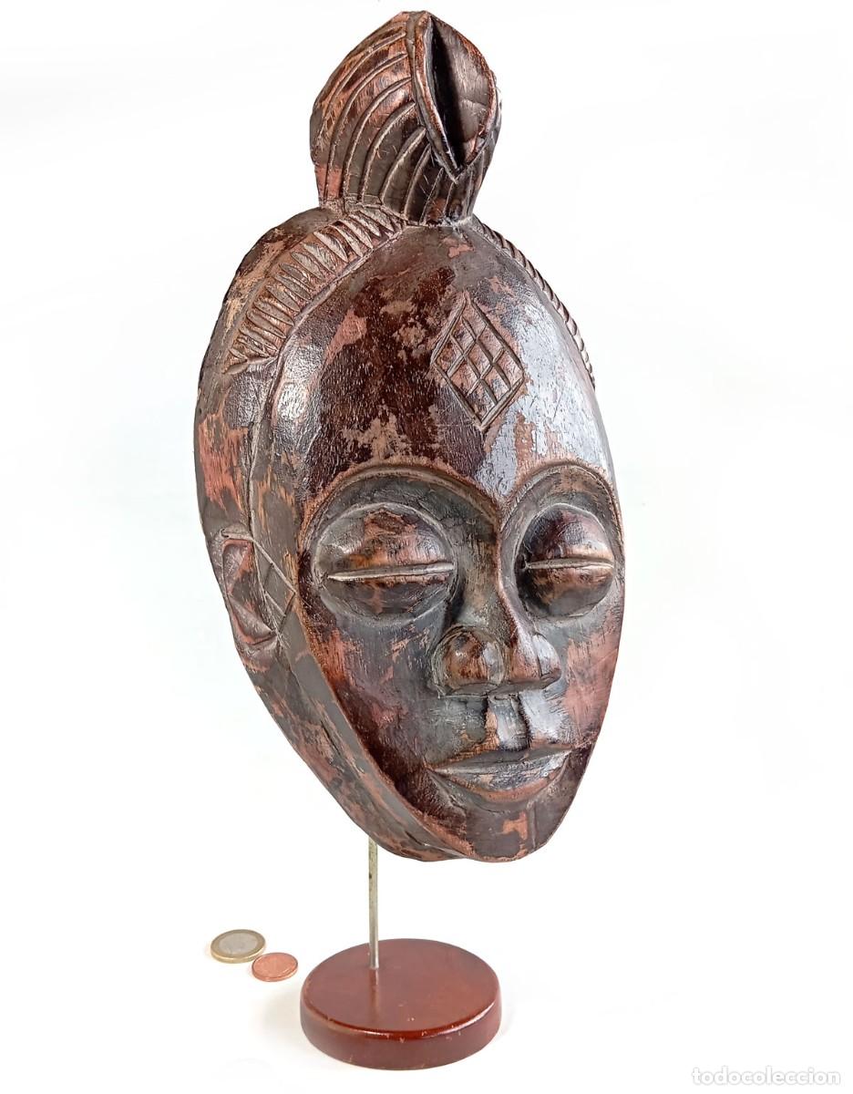 Arte: ANTIGUA M&Aacute;SCARA AFRICANA DE MADERA IDEAL DECORACI&Oacute;N Y ESCPARATISMO. 33X19