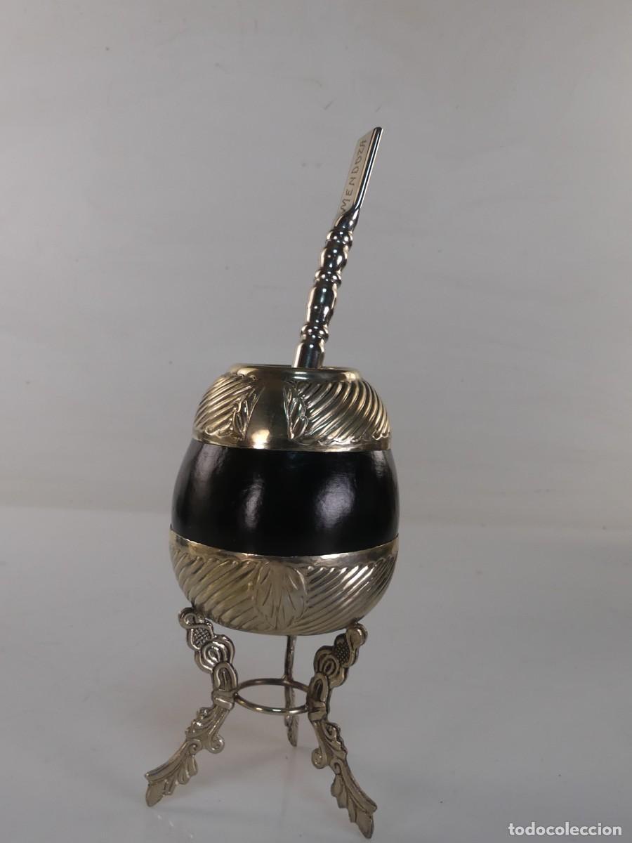 Arte: PRECIOSO TERERE VASO CALABAZA Y METAL PARA MATE