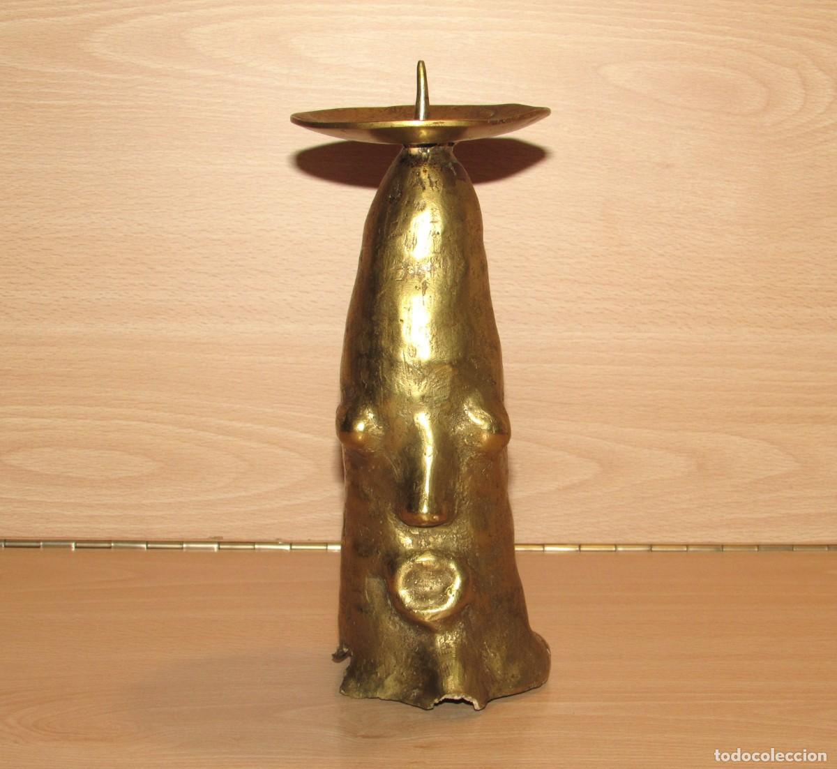 Arte: Candelabro bronce tot&eacute;mico santer&iacute;a ritual &Aacute;frica Elewa Eleggu&aacute; Yoruba Orisha 2 caras Burkina Faso