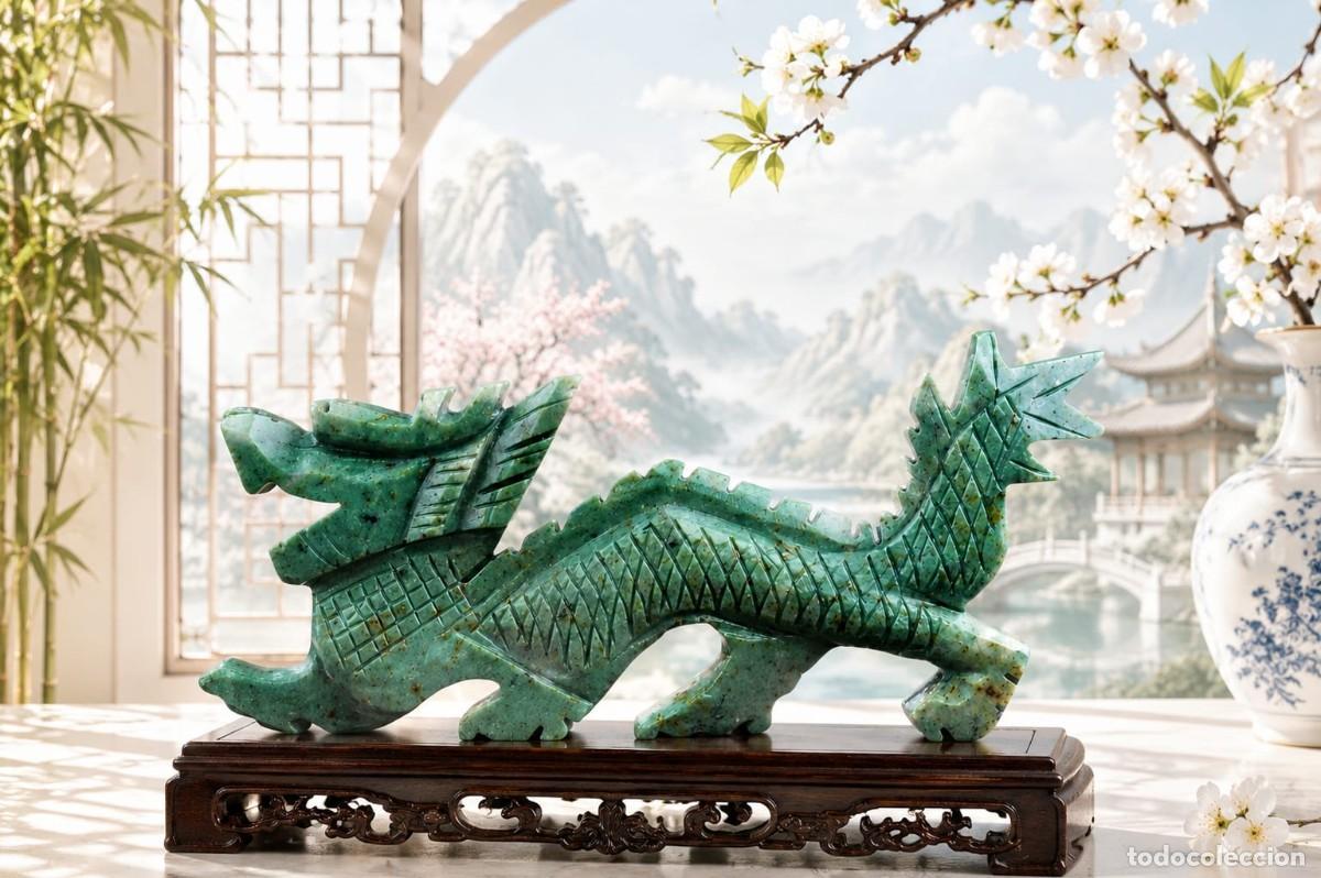 Arte: HERMOSA TALLA EN JADE DE DRAG&Oacute;N ANTIGUA PARA DECORACI&Oacute;N TALLADA A MANO POR ARTESANOS CHINOS
