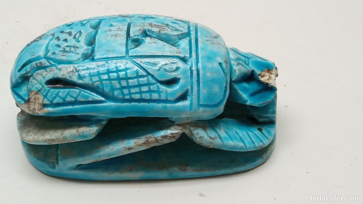 Arte: ANTIGUO Y AUTENTICO ESCARABAJO EGIPCIO. CERAMICA ESMALTADA GLASEADA AZUL