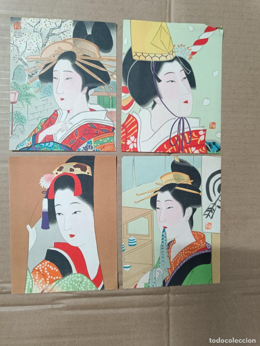 Arte: LOTE DE 4 POSTALES, MUJERES JAPONESAS, PPS S. XX JAPON, CON MARCAJE A IDENTIFICAR, NUMERADAS -P25