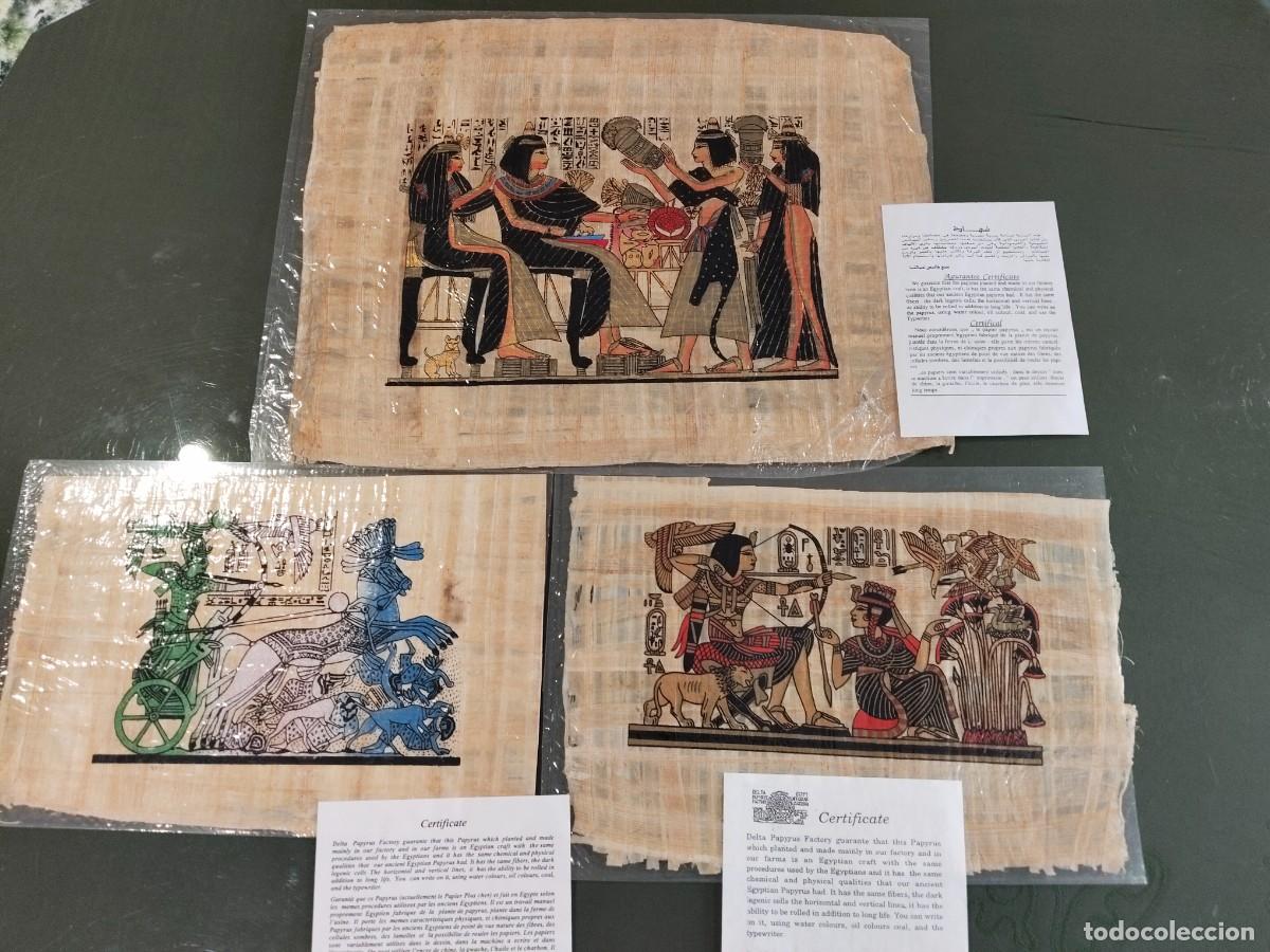 Kunst: 3 Papiros Egipcios. Delta Papyrus. Ver descripci&oacute;n.