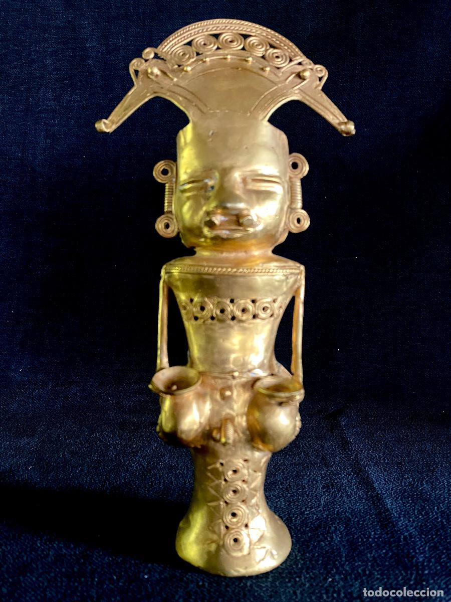 Arte: FIGURA DE ORO TUMBAGA PESO 325 GRAMOS ES UN CHAMAN ZOOMORFICO PRECOLOMBINO QUIMBAYA
