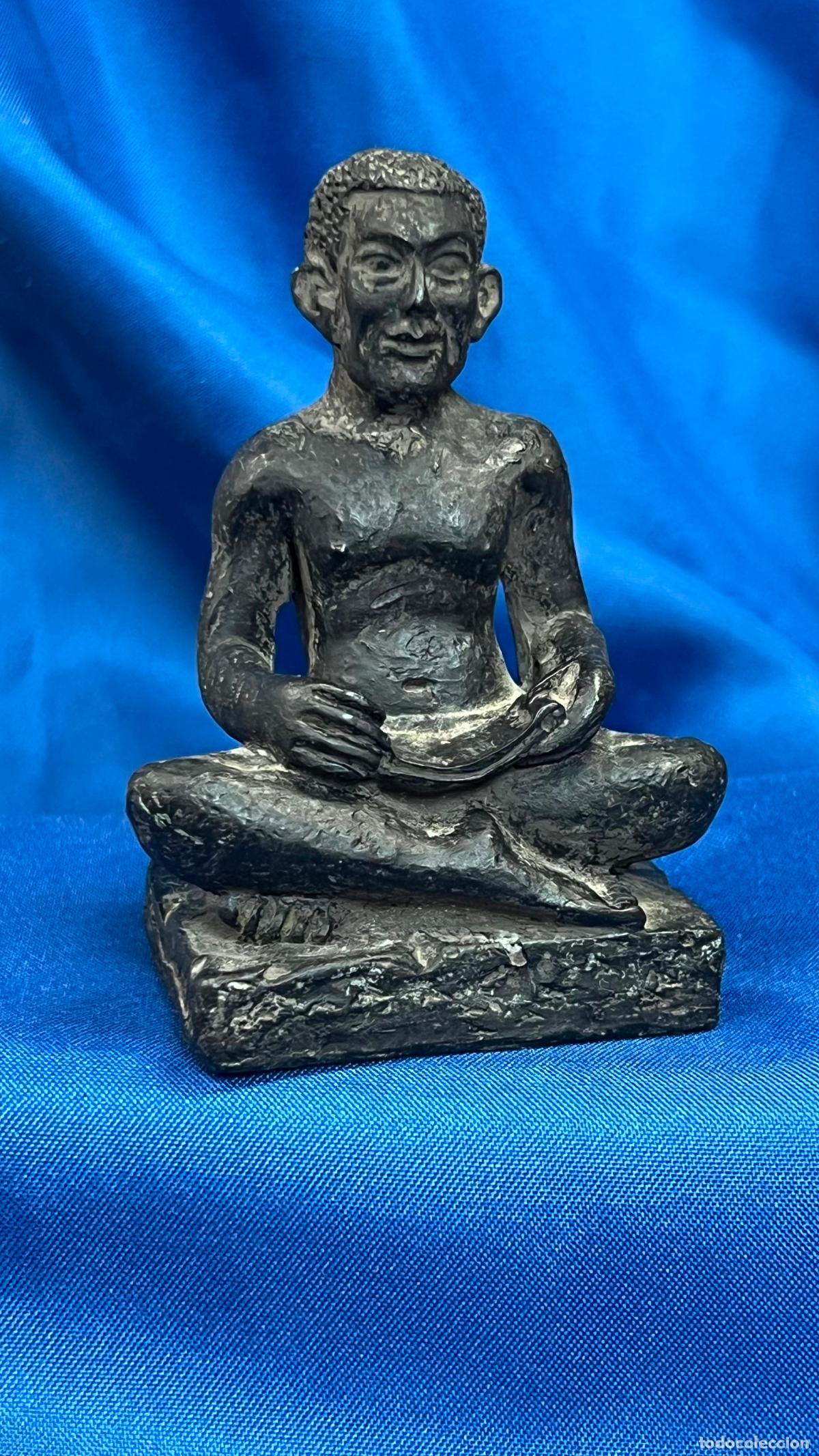 Art: ANTIGUA ESCULTURA DEL ESCRIBA SENTADO EGIPCIO EN RESINA O PIEDRA COMPUESTA -