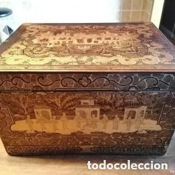 Arte: CAJA CHINA - MADERA LACADA NEGRA Y DORADA- S. XIX